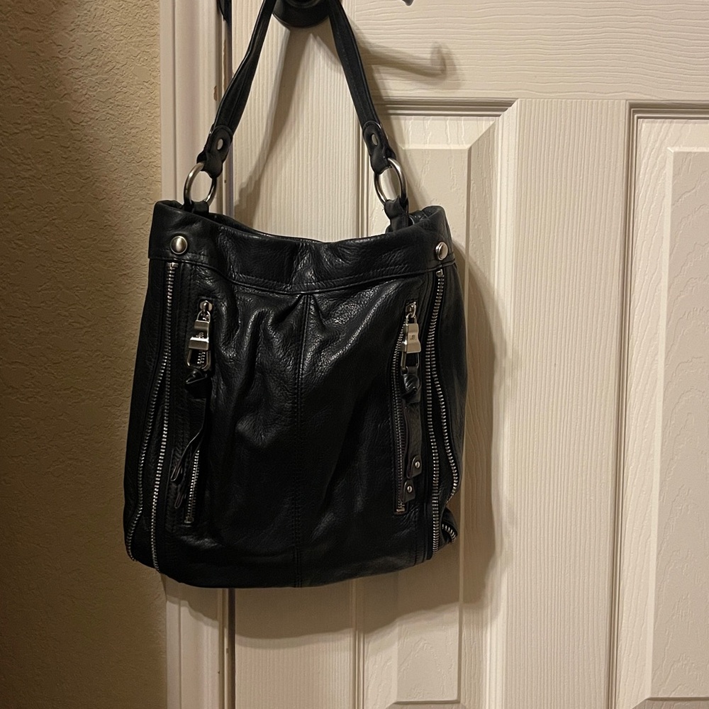 B. Makowsky Black Leather Handbag
